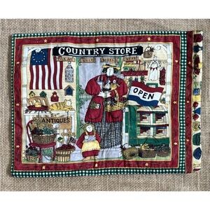 Handmade Deb Strain Quilted Fabric Country Store Placemat Set Rustic Farmhouse